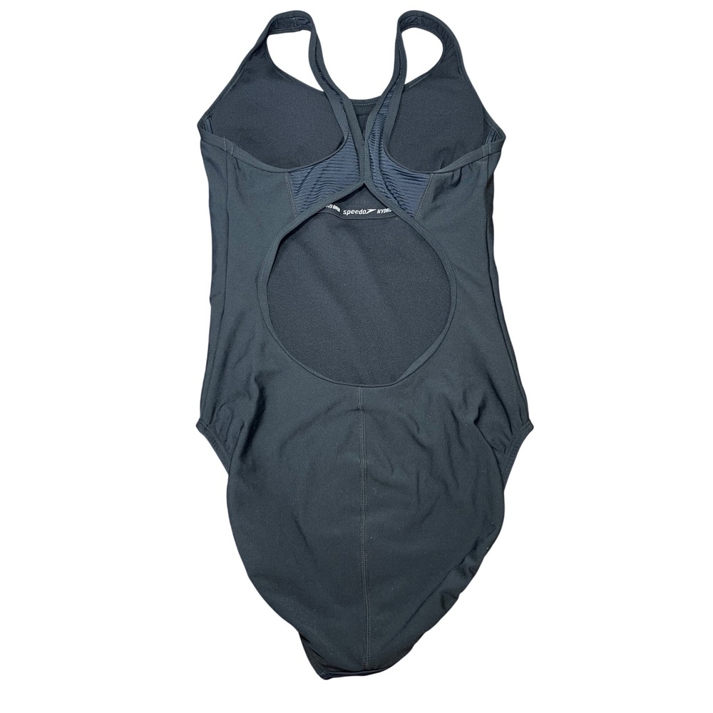 Speedo One Piece Swimsuit Women 10 Black Ribbed Endurance Lite Hydro Bra - Picture 2 of 8